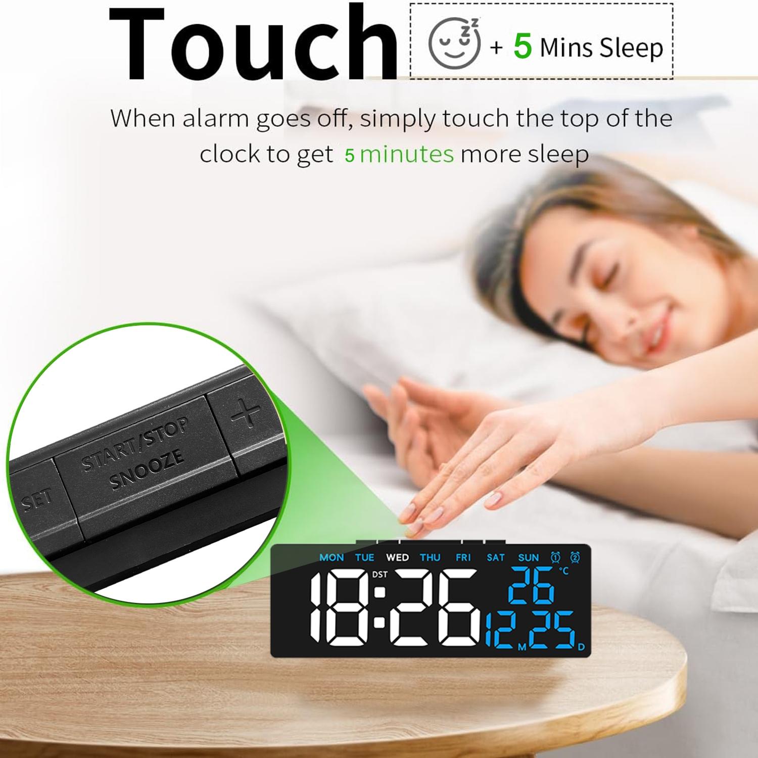 Vintage Style Practical LED Clock, Desktop Electronic Clock, Date Temperature Week Display, Modern Digital, Adjustable Brightness, Snooze, Home Office Bedroom