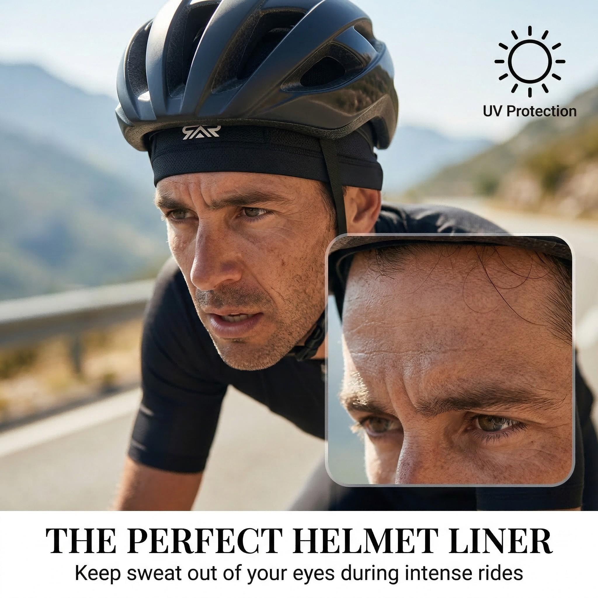 SHINEMEOTH Breathable Mesh Cycling Hat, Non-Fade Cationic Helmet Liner, Moisture Wicking Anti-Slip Skull Cap