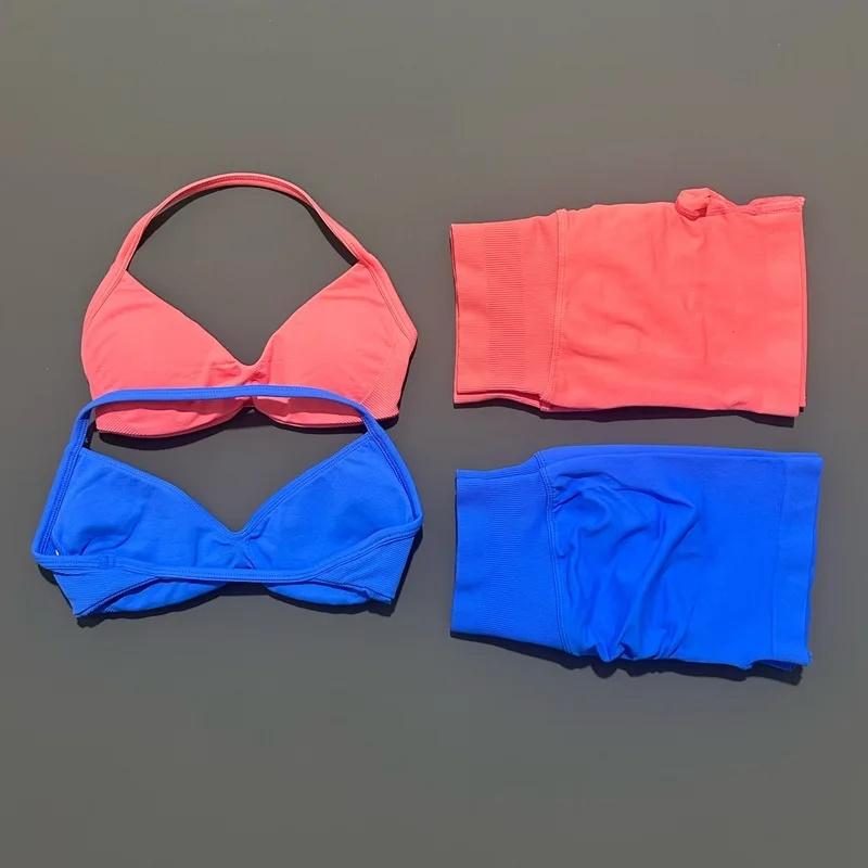 2 Piece Sport Set Women Seamless Yoga Tank Bra Waist Scrunch Bum Gym Shorts Sets Fitness Running Workout Suit,Sports,Leggings,Backless,Halter,Crop,Butt,stylish,activewear,,daily,outfit,,Insulated,Hunting,Camo,mfvim,woman,,athletic,, Two Piece Set