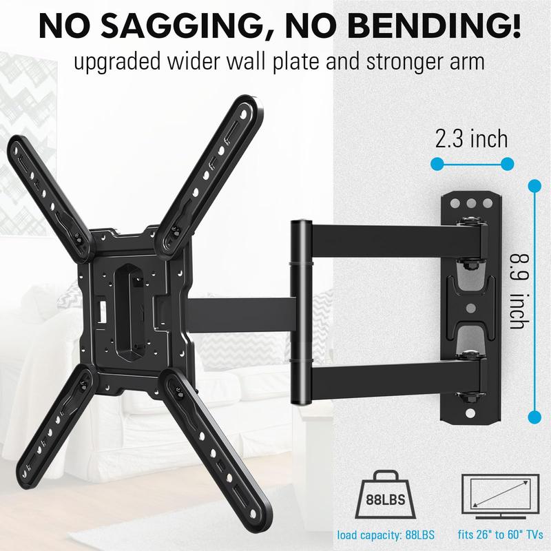 MOUNTUP 26"-60" Full Motion TV Wall Mounts, Swivel, Tilt and Extend TV Mount, for TVs up to 77 lbs, Max VESA 400x400mm, MU0009 tv stand