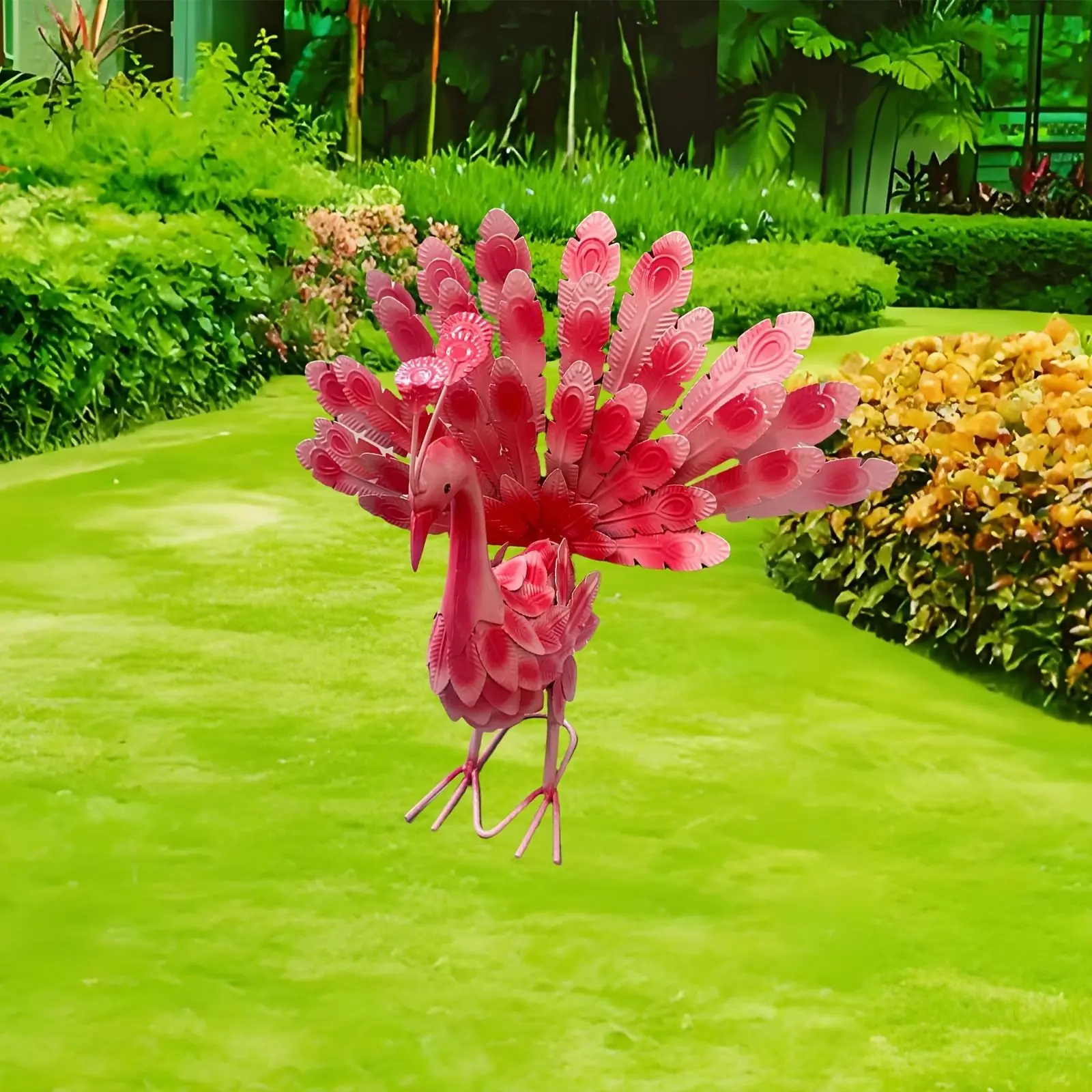 Realistic Metal Peacock Garden Statue Ornament, Beautiful Outdoor Peacock Sculpture for Lawn & Yard Decor, Easy to Assemble Decorative Peacock Figurine for Backyard Patio Decoration