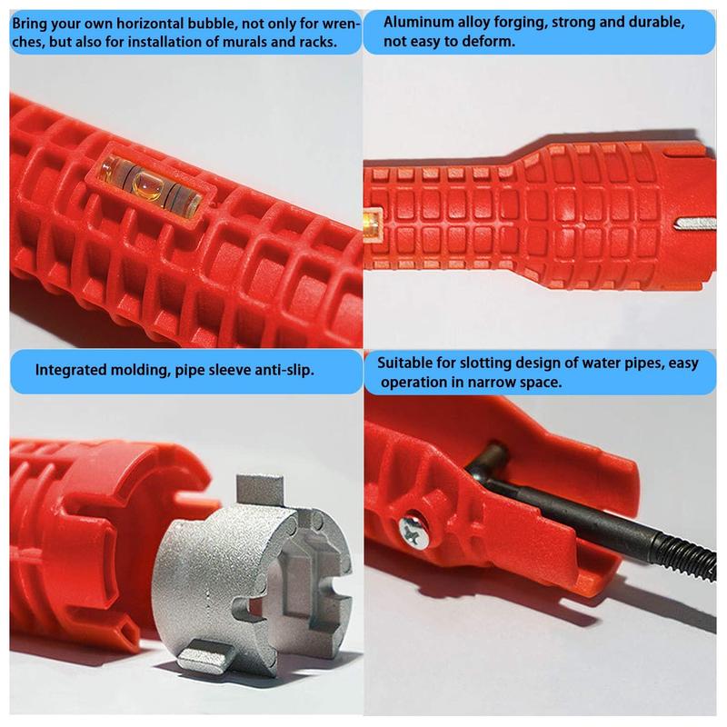 8 In 1 Faucet & Sink Installer Wrench, Sink Faucet Installer Tool, Multifunctional Wrench Set, Pipe Wrench Set, Basin Wrench For Kitchen Plumbing Repair, Heavy Duty Adjustable Wrench