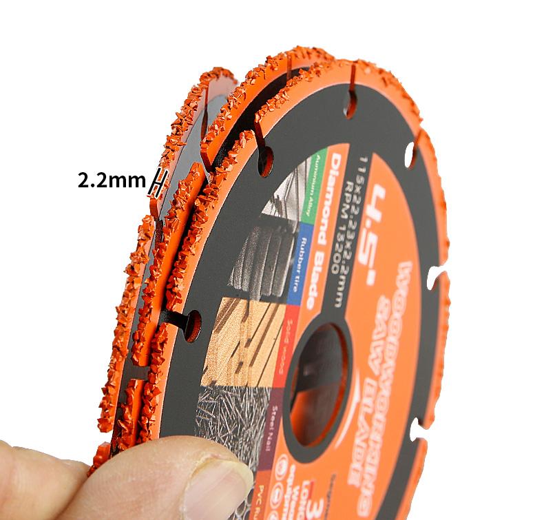 LOZLIN 2PCS 4.5" Diamond Saw Blades for Wood w/ Steel Nails, PVC, Hard Alloy - Multi-Material Angle Grinder Discs Anti-Kickback Teeth for Carpentry, Metal & DIY Power Tool