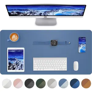 Leather Desk Pad Blotter,Mouse Pad,Office Desk Mat, Non-Slip PU Leather Desk mat,Large Desk mat,Waterproof Keyboard mat for Office/Home/Decor (Grey Blue,23.6" x 13")