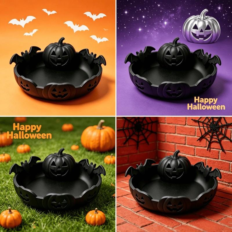Halloween Pumpkin Bat Jewelry Tray, Gothic Pumpkin Lantern Design, Halloween Candy Bowl, Fall Decor Vanity Accessory, Halloween Gift, Plastic Storage Holder