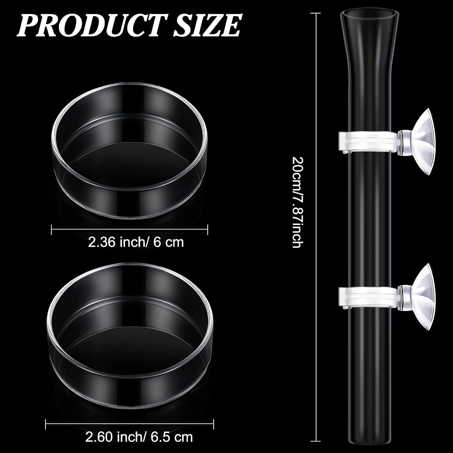 3 count Shrimp Feeding Tube and Dish Set, 8 Inch Glass Shrimp Feeder Tube and 2 Aquarium Dish Bowl Fish  Feeding Supplies for Fish  Aquarium