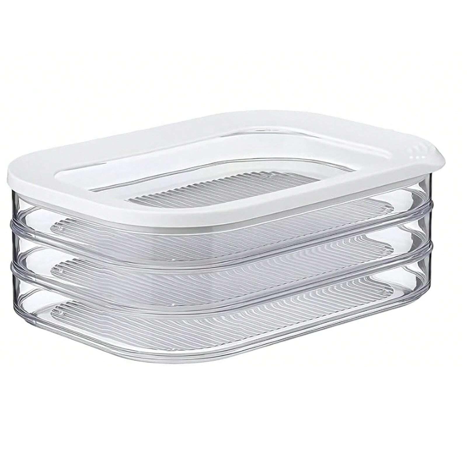 1Set 3-Layer Meat Container For Fridge, Bacon Lunch Meat Container For Refrigerator, Meal Prep Containers, Stackable Food Storage Boxes With Lid