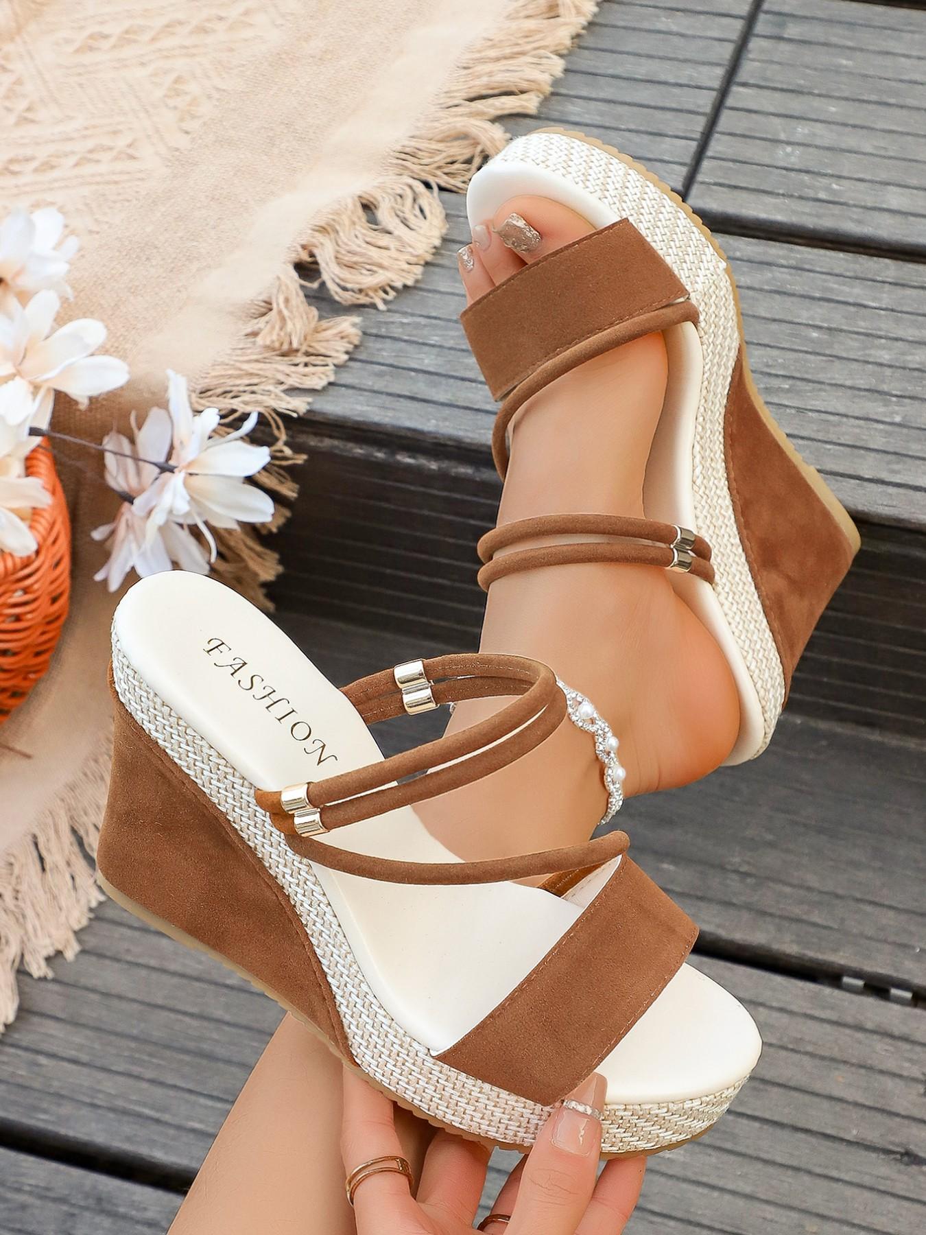 Women's Fashionable Ethnic Pattern Design Platform, Casual Comfortable Ankle Strap Wedge Heeled Sandals for Daily Wear, Trendy All-match Sandals for Women & Girls, Walking Shoes