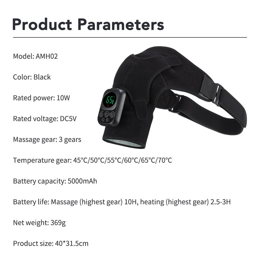 Heating Vibration Massage Shoulder Pad 3-speed Heating 3 Vibration Massage Portable Shoulder Massage Equipment USB Rechargeable Gift for Parent