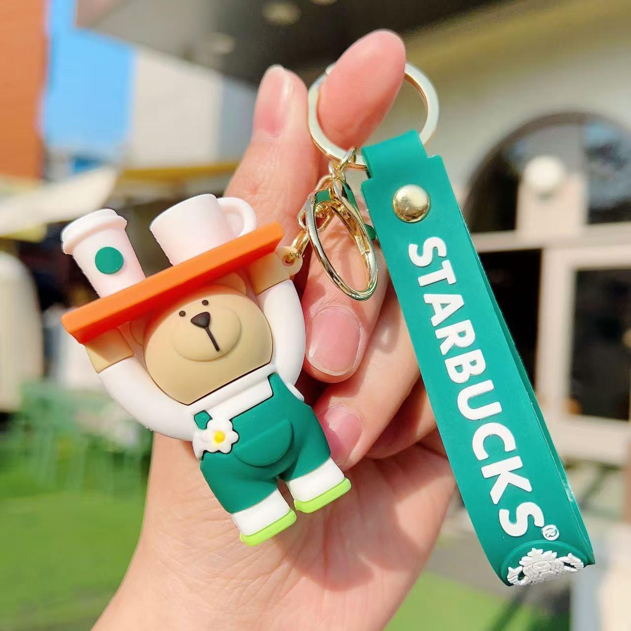 Starbucks Bear Keychain, Car Bag Charm, Perfect Gift, Cute Accessory, Ideal for Office Workers, Stylish & Functional