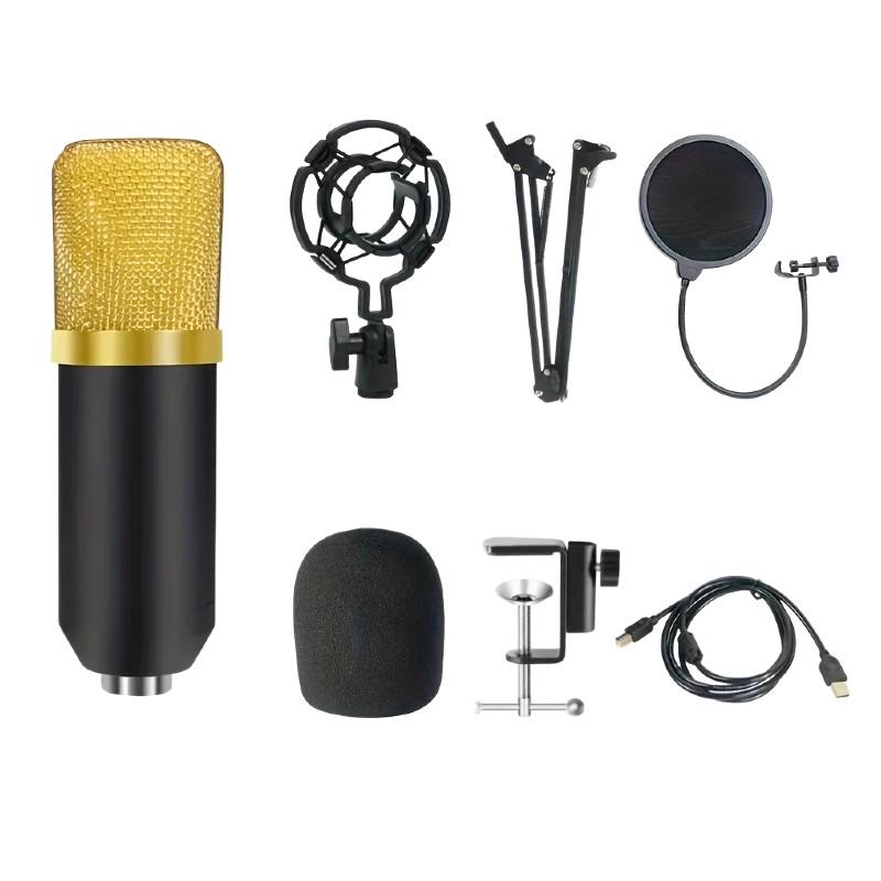 Professional USB Condenser Microphone Set with Arm Stand and Pop Filter, Clear Voice for Podcasts, Recording, Live Streaming