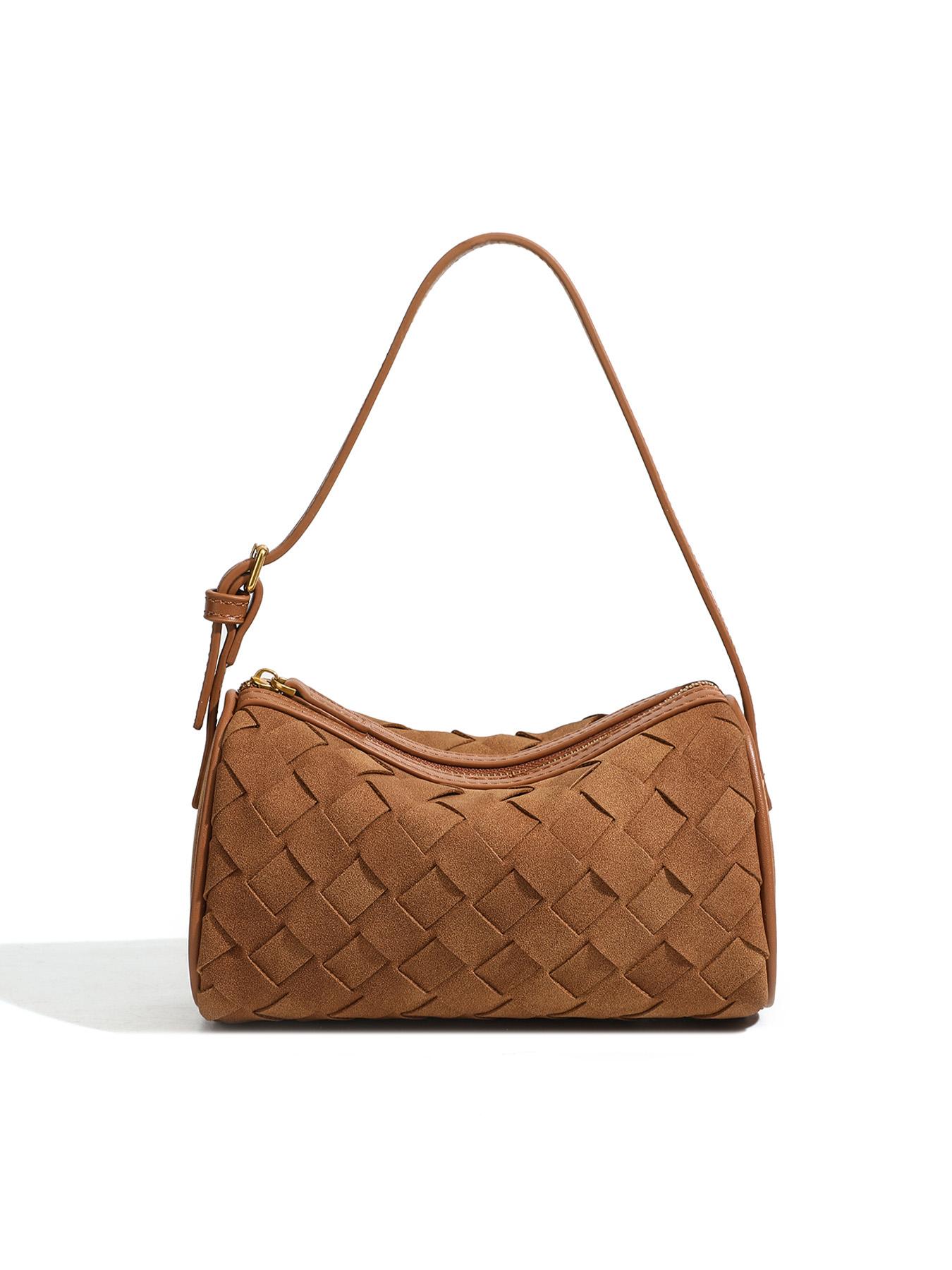 Lazy Person Underarm Bag, Patchwork Woven Small Square Bag, Versatile and Bright, Unique Luxury Underarm Shoulder Bag, Simple Crossbody Handbag