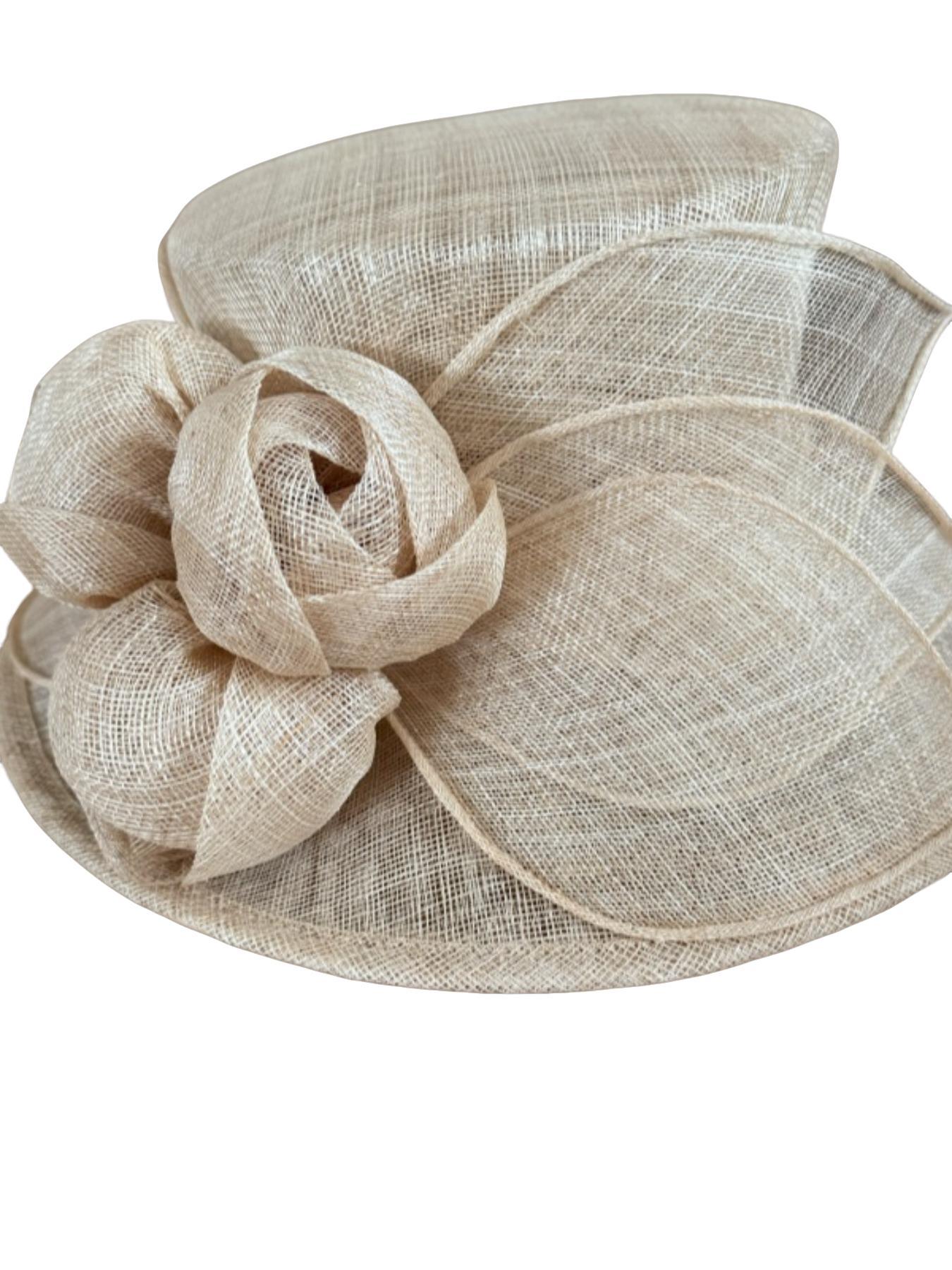 French Vintage Lace Hat, Handmade with 3 Flower Buds and 6 Leaf Accents, Perfect for Weddings, Banquets, Churches, Formal Events