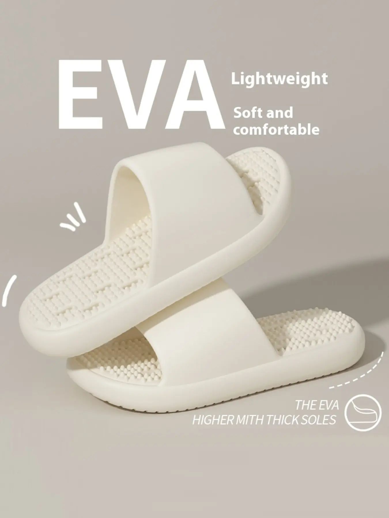 Eva Thick Sole Massage Slippers, Non-Slip Textured Bottom, Unisex One-Strap Sandals, Comfortable Home Footwear for Men and Women
