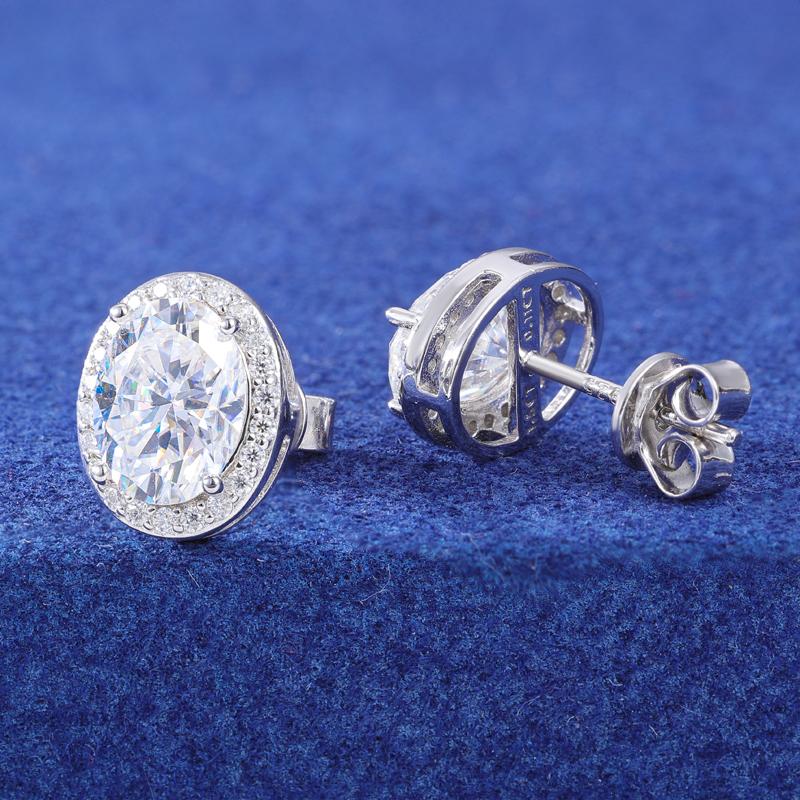 【#E512】Oval Earrings UCCIYO Synthetic Moissanite Earrings For Women 925 Sterling Silver Stud Earring Men Hip Hop Jewelry Couple Gift
