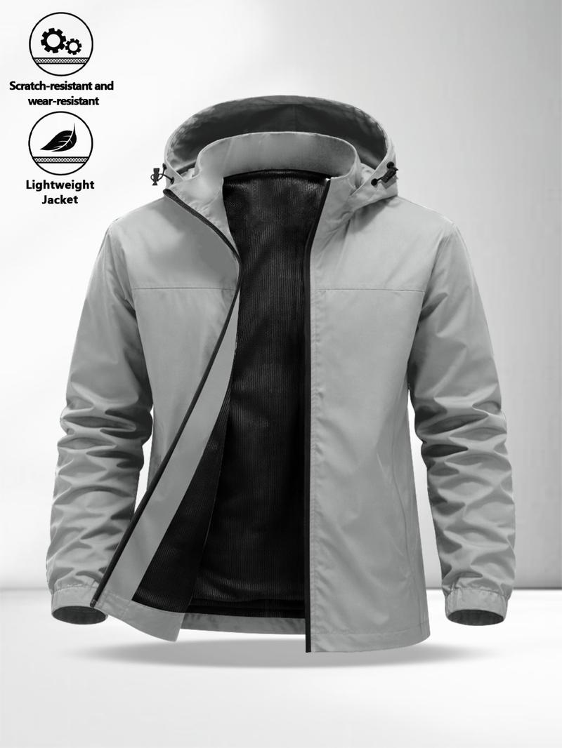 Men's Lightweight Hooded Jacket with Zipper Pockets, Breathable Comfort Fabric, Regular Fit, Daily Streetwear