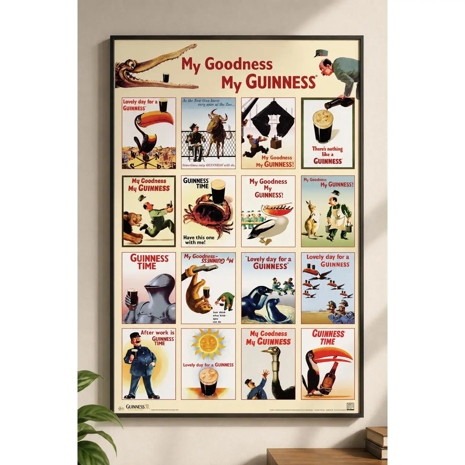Vintage Guinness Ad Collage Poster, Retro Irish Beer Advertisement Print, Pub Decor Sign