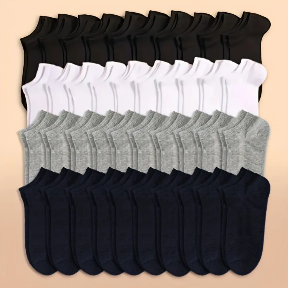 10/20/40 Pair Comfortable Socks Women's Unisex Socks Solid Color Breathable Socks