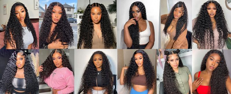 30 Inch Deep Wave Lace Front Wigs Human Hair 180% Density 13x4 HD Lace Frontal Wigs Human Hair Pre Plucked Deep Curly Glueless Wigs Human Hair for Women Natural Black