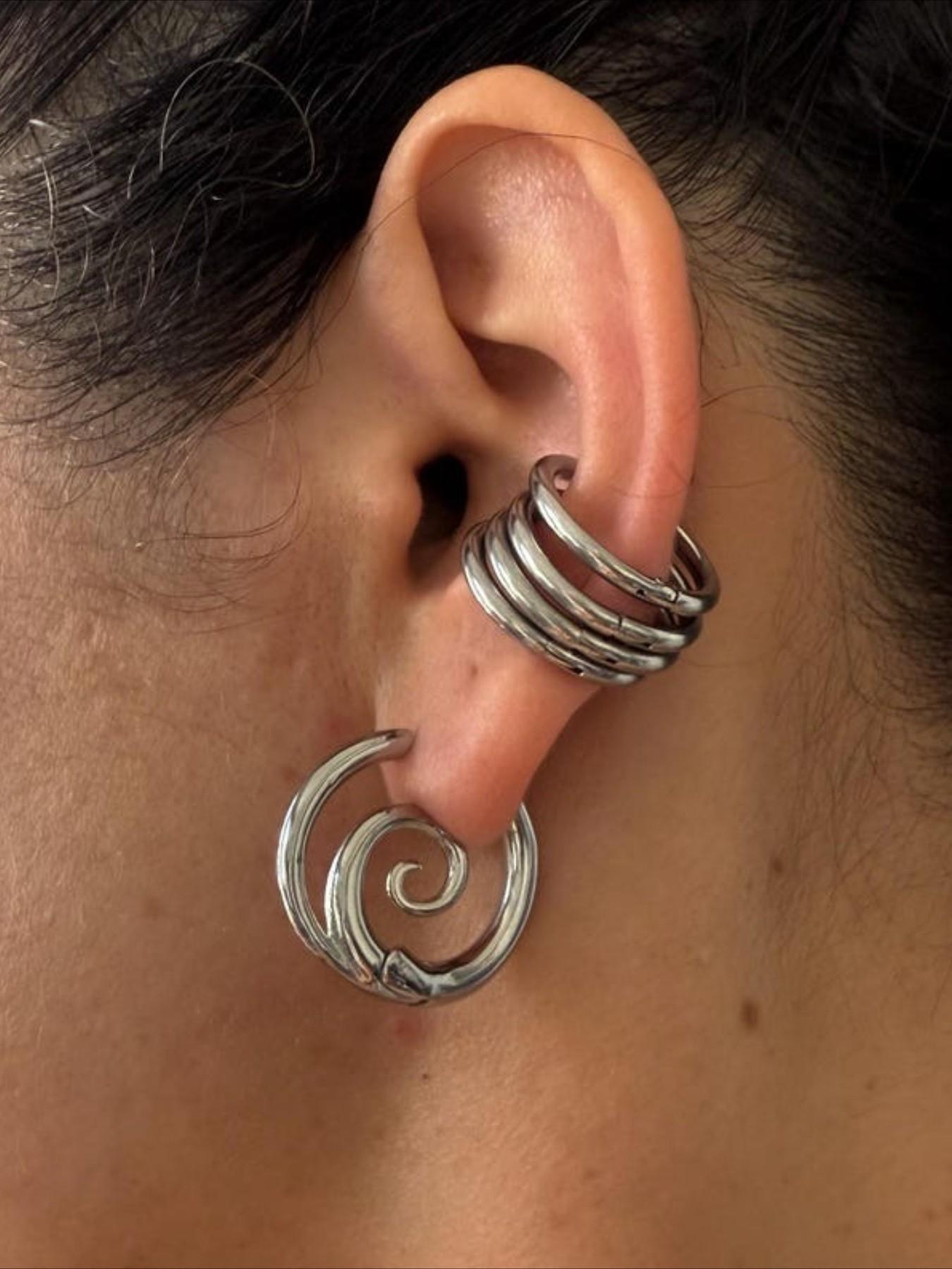 Fashion Geometric Spiral Circle Earrings, Simple Design Women Daily Commute Versatile Party Metal Earrings, Elegant Minimalist Earrings, Smooth Surface