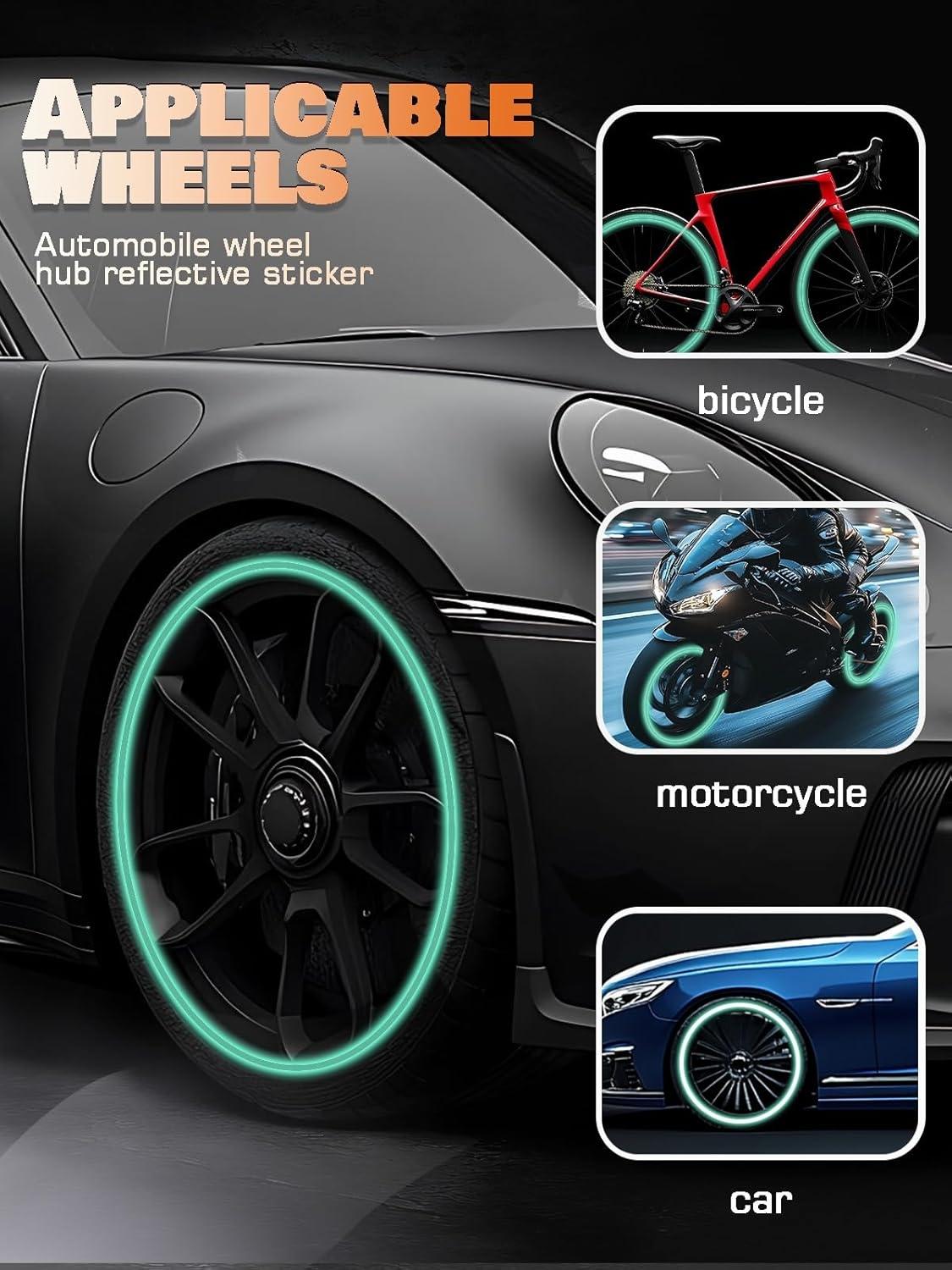 Yitape 20-Piece Reflective Wheel Stickers, High Visibility Night Safety Strips, Self-Adhesive Waterproof Sunproof Design, Car/motorcycle/bike Wheels