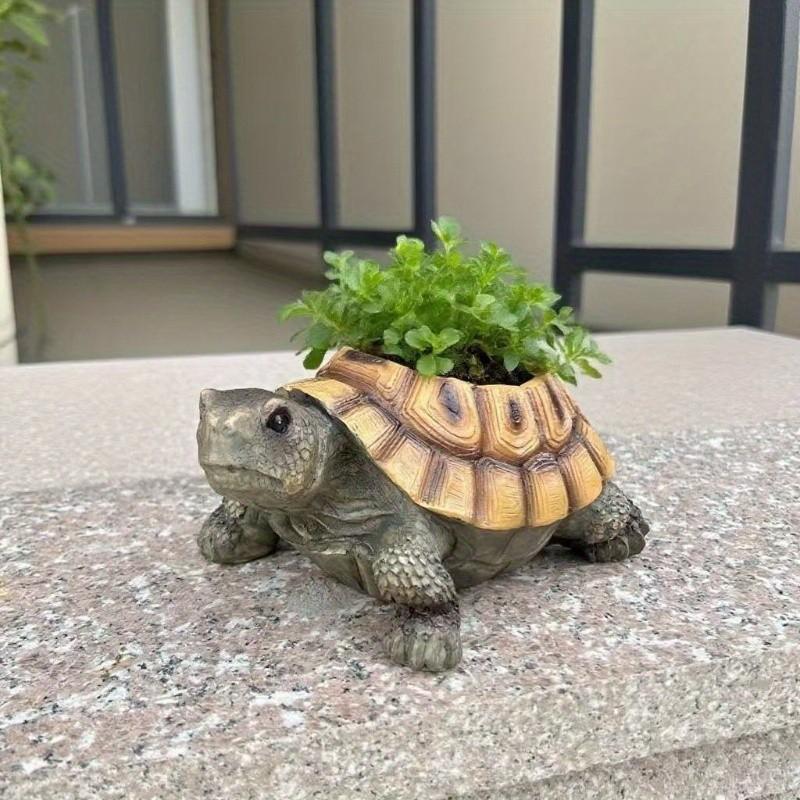 Creative Turtle Resin Planter, Vintage Style Drainage Pot, Ideal for Succulents and Plants, Indoor/outdoor Garden Decor