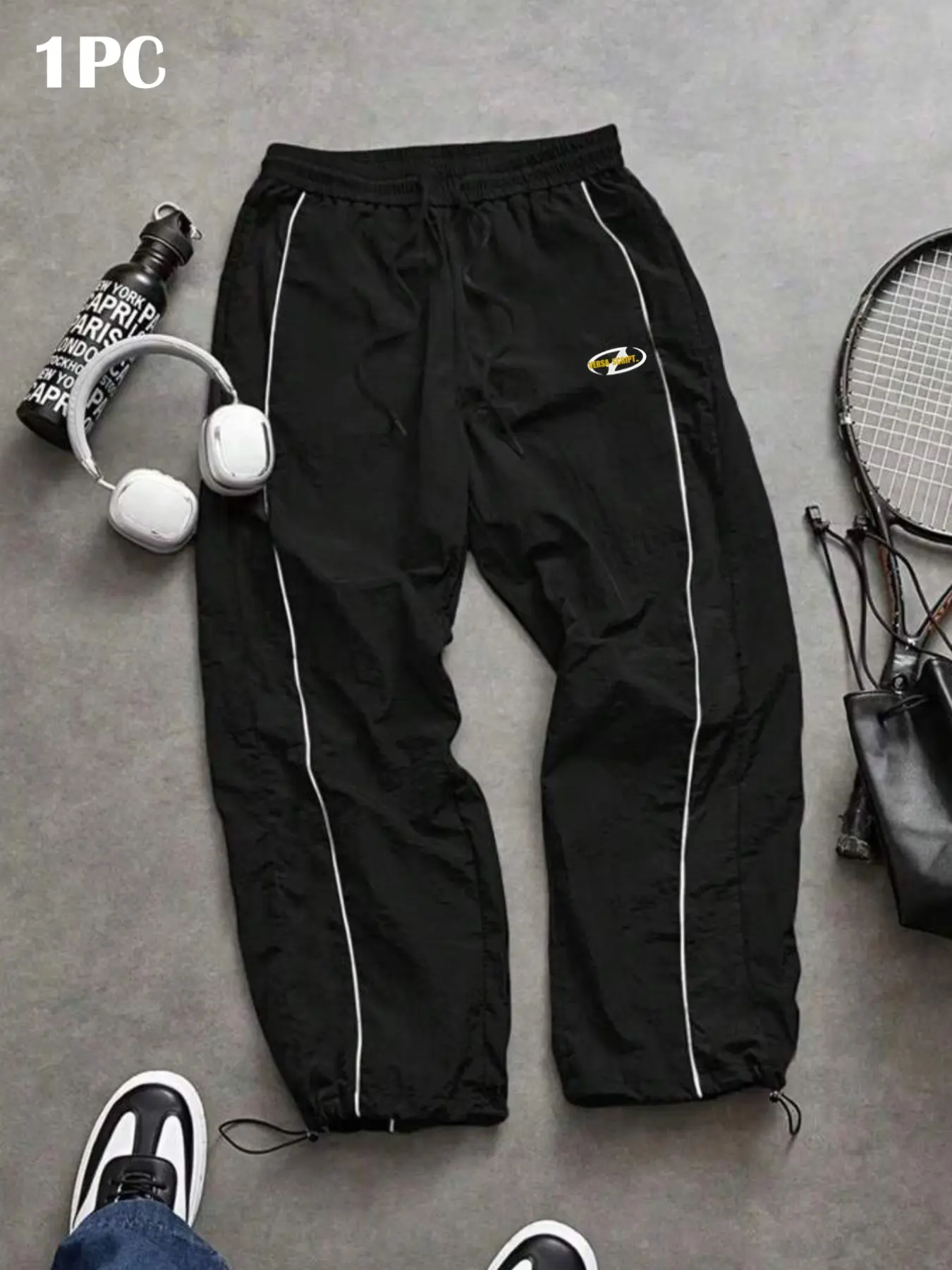 Men's Casual Sporty Long Pants, Casual Sportswear Pants, Loose Sports Pants, Loose Fit with Elastic Cuffs, Fashion Letter Print, Lightweight Fabric for Daily Wear, Casual Sport Trousers, Casual Athletic Trousers