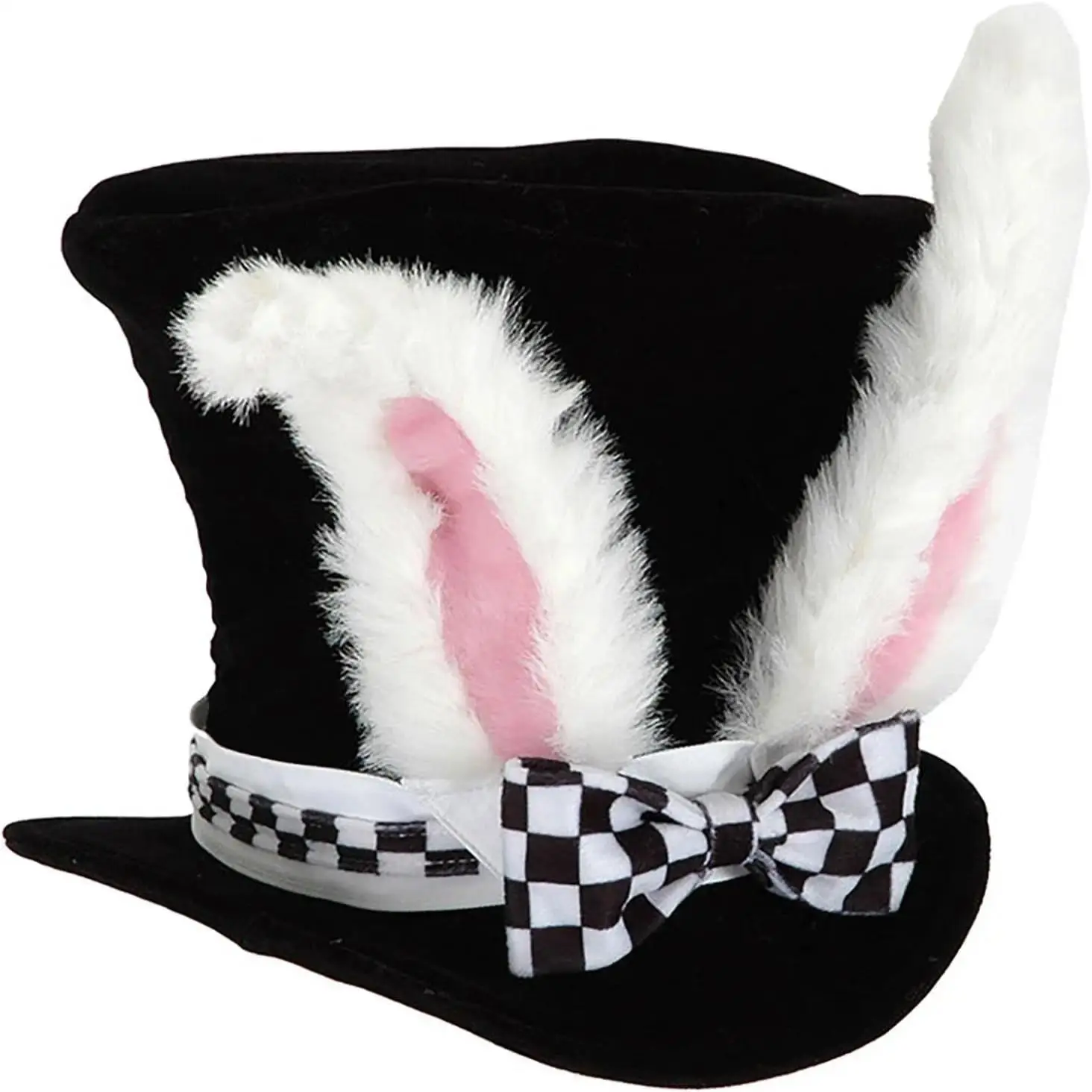 PESENAR Easter white bunny top hat with bunny ears crazy hat costume accessories