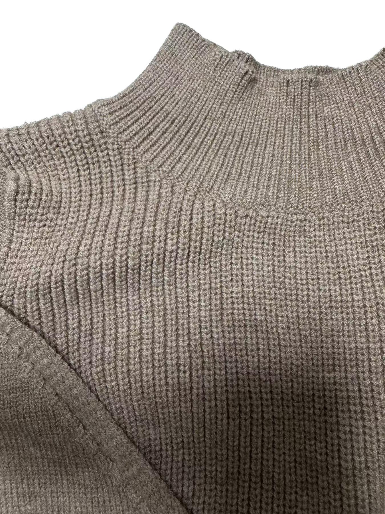 Autumn Winter New Pure Color Loose Simple Fashion Knit Off-Shoulder Long Sleeve High Neck Sweater, Soft Comfortable Elegant Casual Top Womenswear