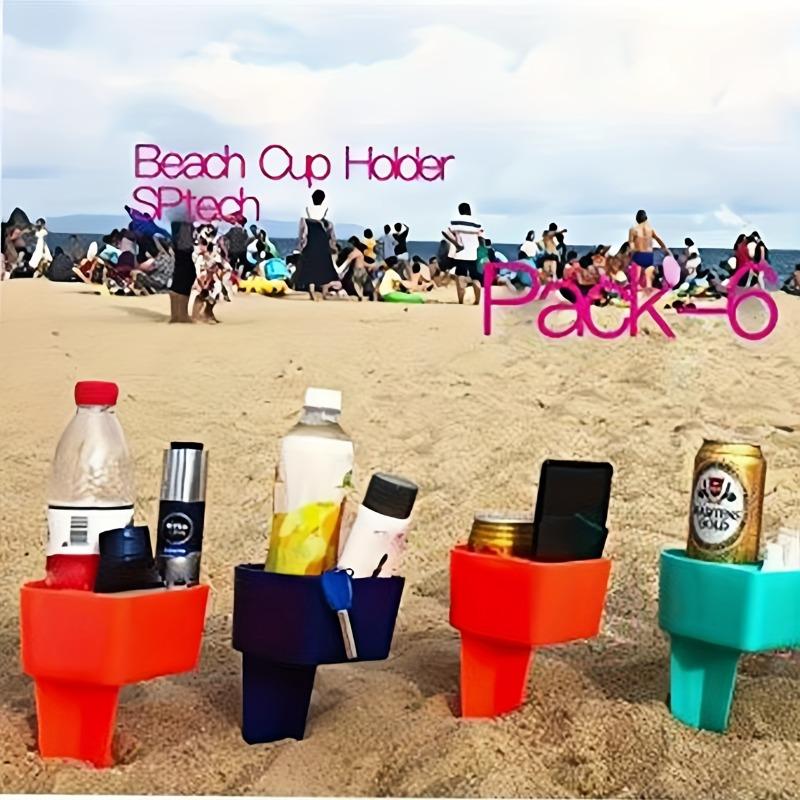 1pc Beach cup holder reusable colorful beach cup holder beautiful beach coaster - fashionable beverage and phone holder - durable beach vacation item stackable and multi-color perfect for family and friends plastic beach beverage holder
