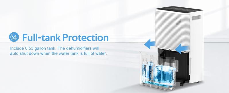 ZAFRO Home Dehumidifier, 50 Pint 4500 Square Feet Whole House Dehumidifier, Three LED Light Colors 4L Water Tank with Sleep Mode and Auto Defrost