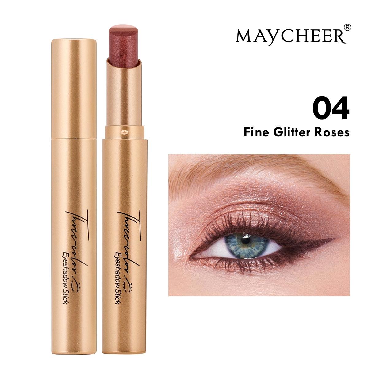 3-in-1 Easy Eyeshadow Stick for Beginners,SmudgeProof in Seconds, One-Stroke Application,Creamy Shimmer Trio Eyeshadow Stick Waterproof Longwear Liquid Eyeliner Color Changing Lip Oil Trio Waterproof Shiny Diamond Eyeshadow