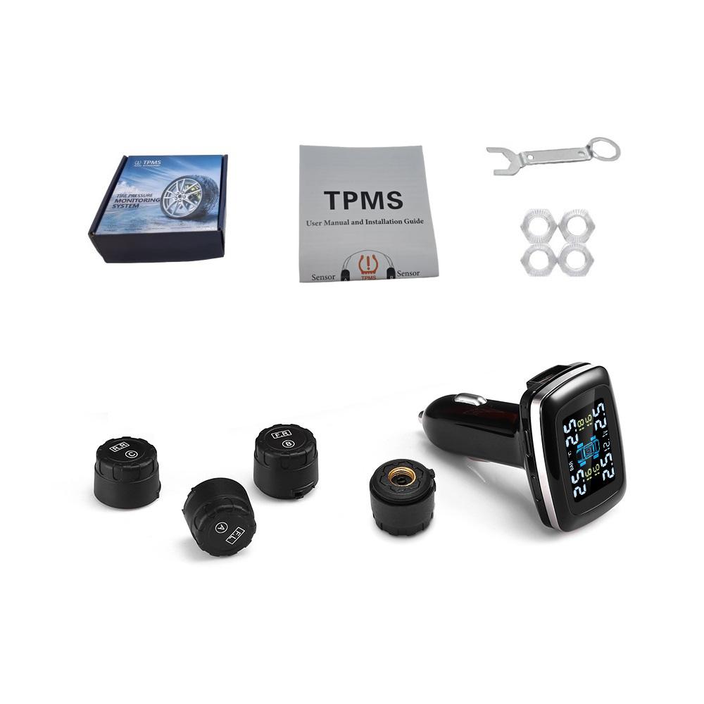 Wireless Tire Pressure Monitoring System Joysync C100 Alarm Powered HD LCD Color Display Real-Time Tire Pressure TPMS Monitoring