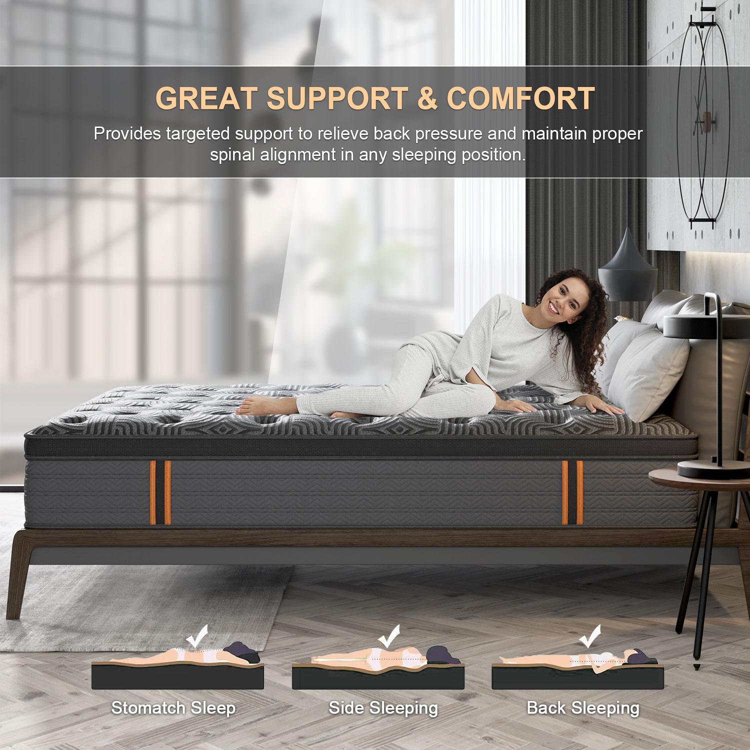 9 /12/14 Inch Gel Memory Foam Mattress Twin Full Queen King Bed Hybrid Spring Mattress  In A Box ，Medium Firm for Motion Isolation, Edge Support