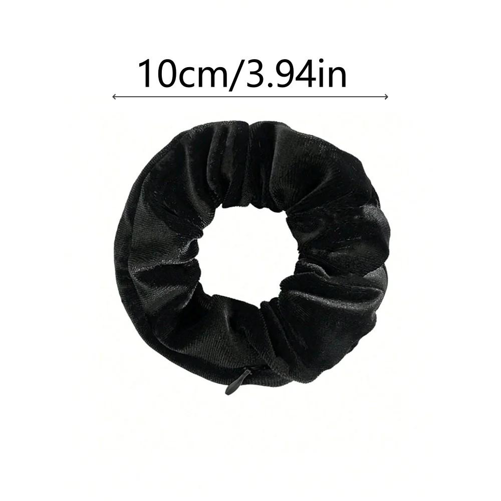 Women's Hair Tie with Hidden Zipper Pocket, Retro Design, Portable & Secure Storage Solution for Keys/cash/jewelry, Ideal for Outdoor Use