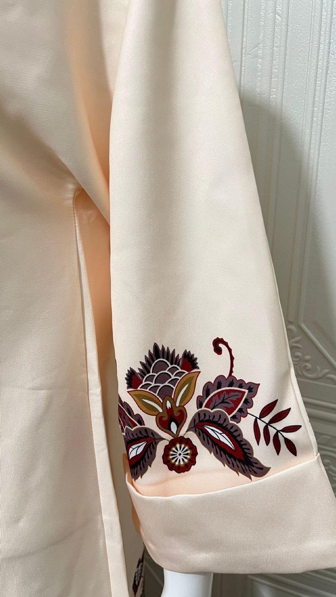 Muslim Dress Round Neck Printed Rhinestone Beaded Loose A-Line Long Robe