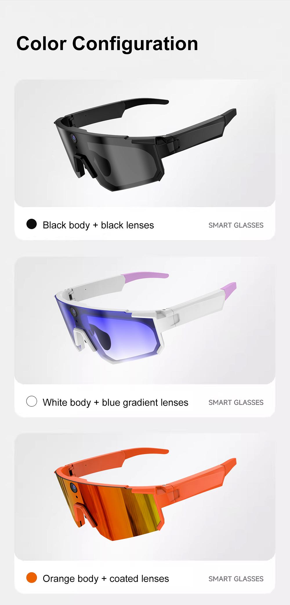 Multifunctional video camera smart sunglasses, Sunglasses with camera, 8MP lens for first-person perspective shooting, one-click recording, AI voice interaction translation and recognition, Bluetooth calling 290mAh large capacity battery