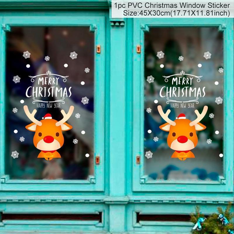 Christmas Window Sticker Merry Christmas Decorations For Home 2024 Cristmas Ornament Xmas Navidad Natal Gifts New Year 2025