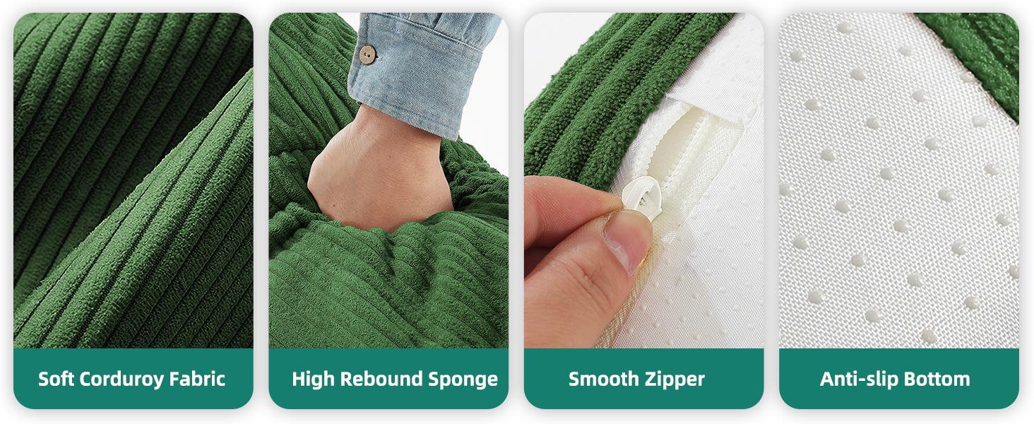 YITAHOME Bean Bag Chairs, Giant Lazy Floor Sofa with Memory Foam, Comfy Cordury Fireside Chair Beanbags, for Living Room, Apartment Dorm Office, for Adults