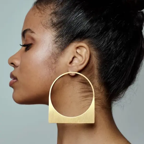 Fashionable Geometric Hollow Out Round Metal Large Earrings for Women, Simple Party Club Personality Versatile Earrings