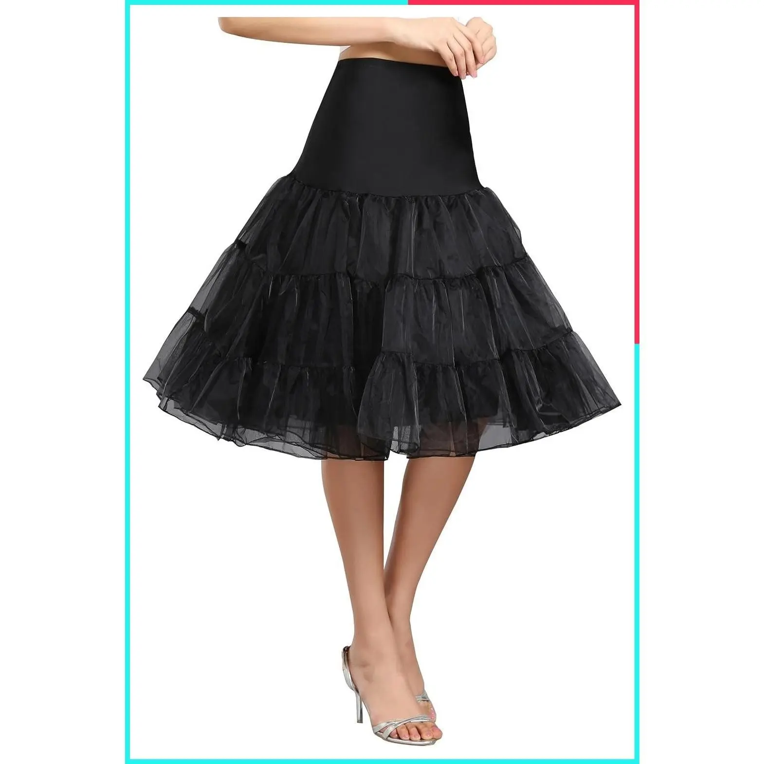 Women's Vintage 50s Rockabilly Petticoat Crinoline Half Slip Tutu Underskirt 25.59 Inches