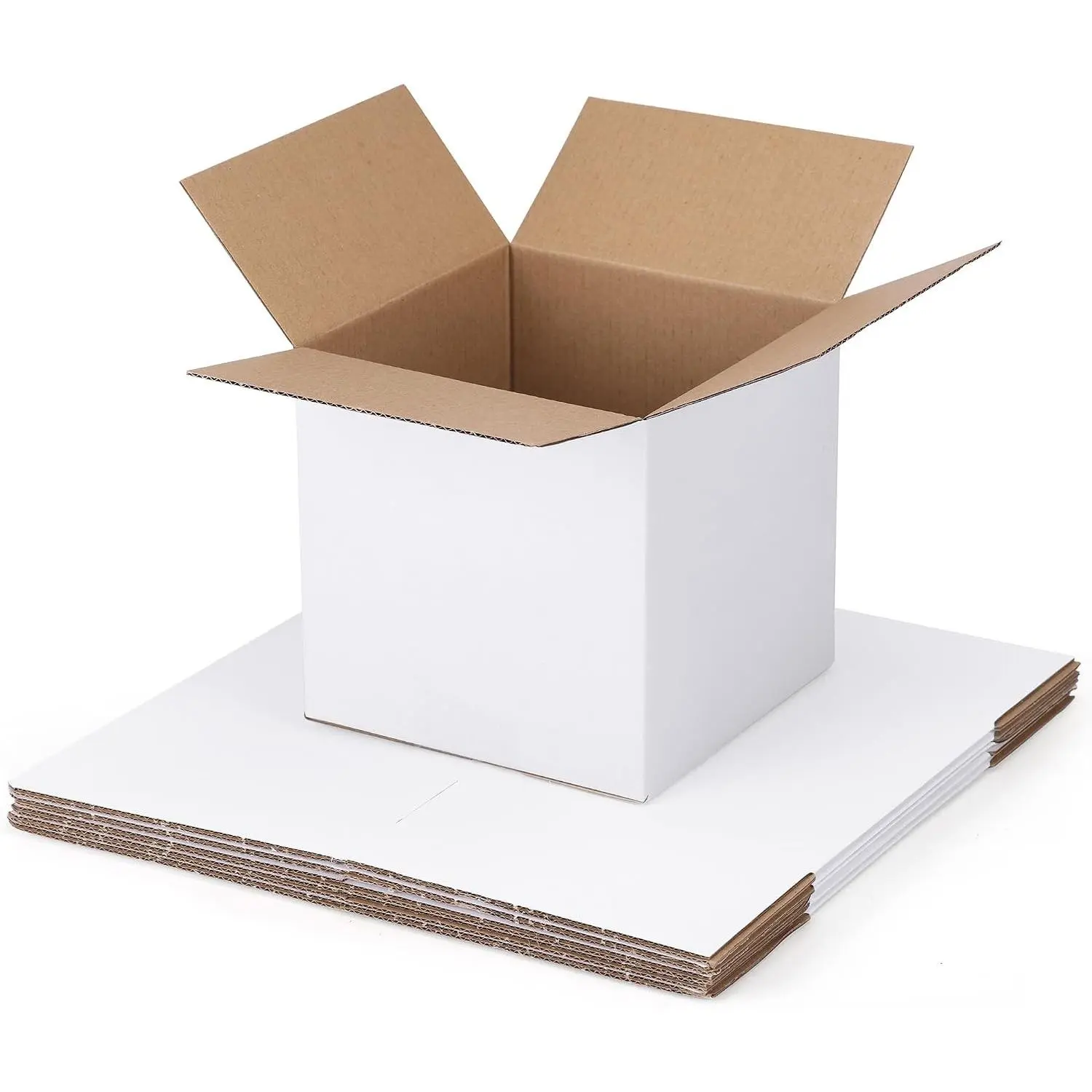 Shipping Boxes 6x6x6 Set of 6, White Corrugated Cardboard Box for Mailing Business Packaging