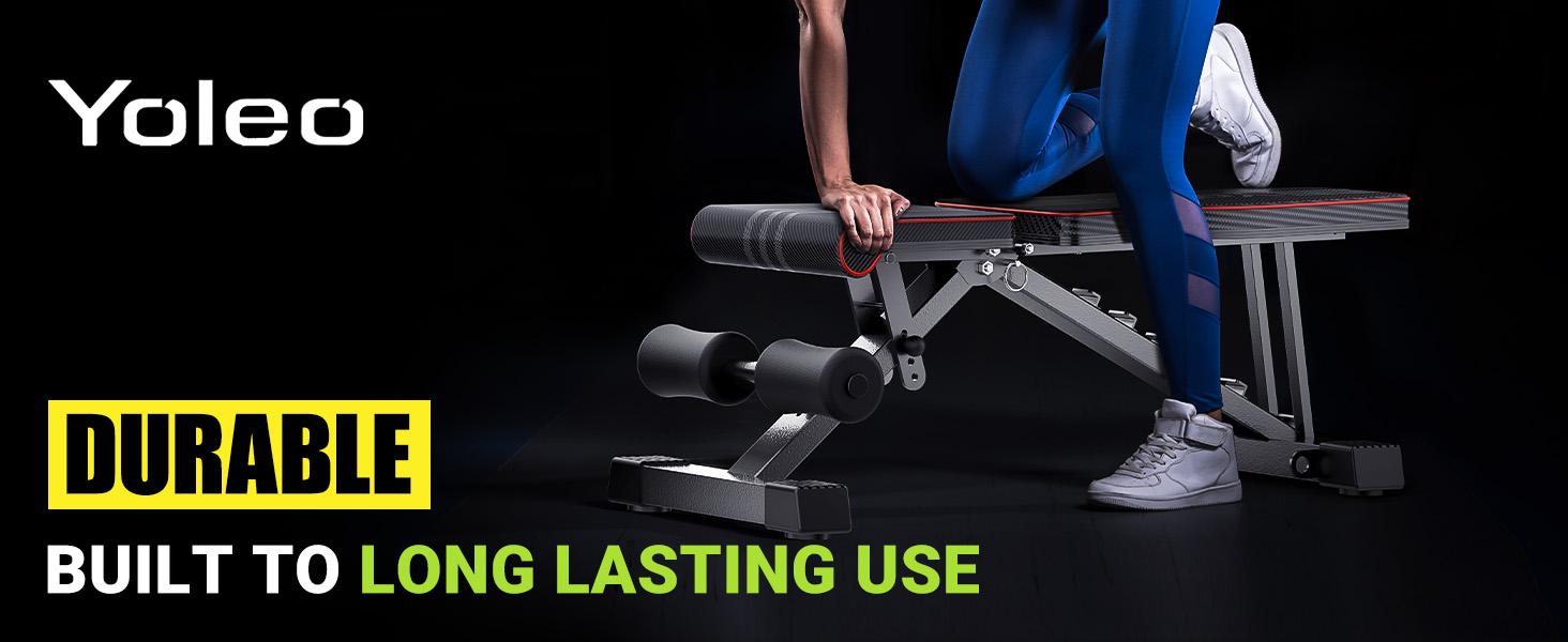 Yoleo Adjustable Weight Bench, Foldable Workout Bench for Home Gym Full Body Workout Strength Training, Incline Decline Flat Utility Bench with Quick Adjustment