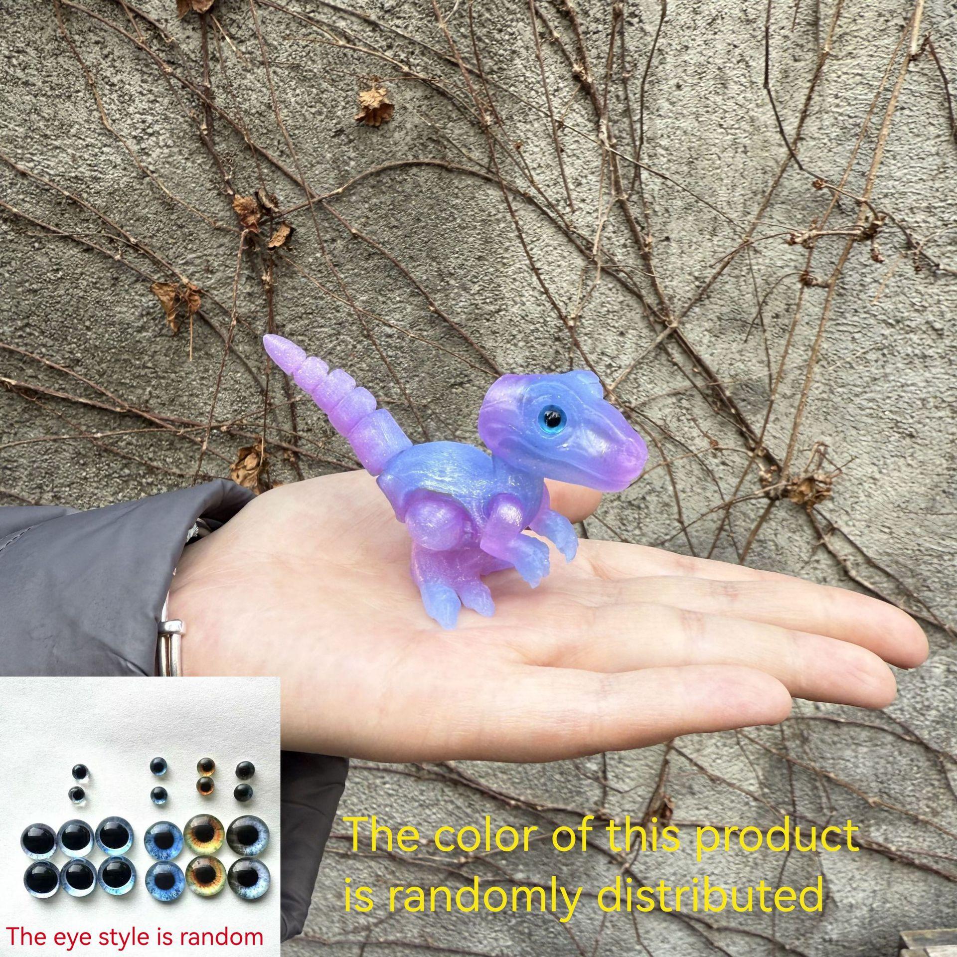 3D Printed Small Colorful Dragon Jointed Figure with Realistic Eyes, Artisanal Ornament, Collectible Doll, Decorative Craft