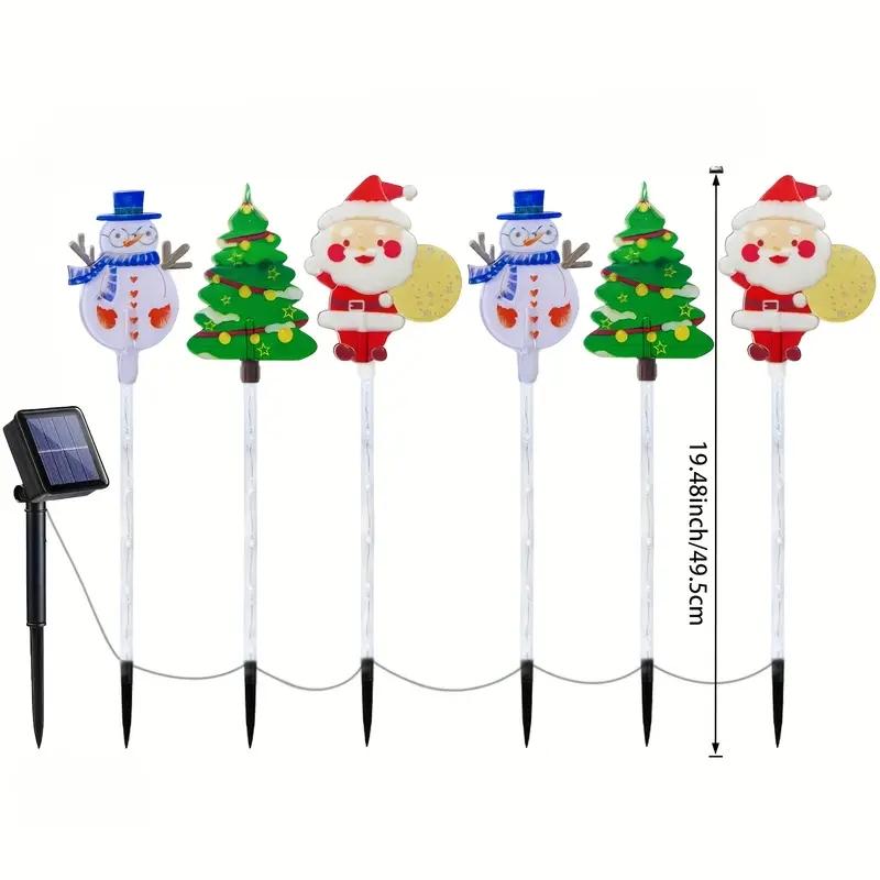 Solar Christmas Lights Outdoor Set, Auto On/off Lawn Garden Yard Decorations, Santa Snowman Tree Designs, Ground Stake Holiday Lighting, Waterproof Tree Light