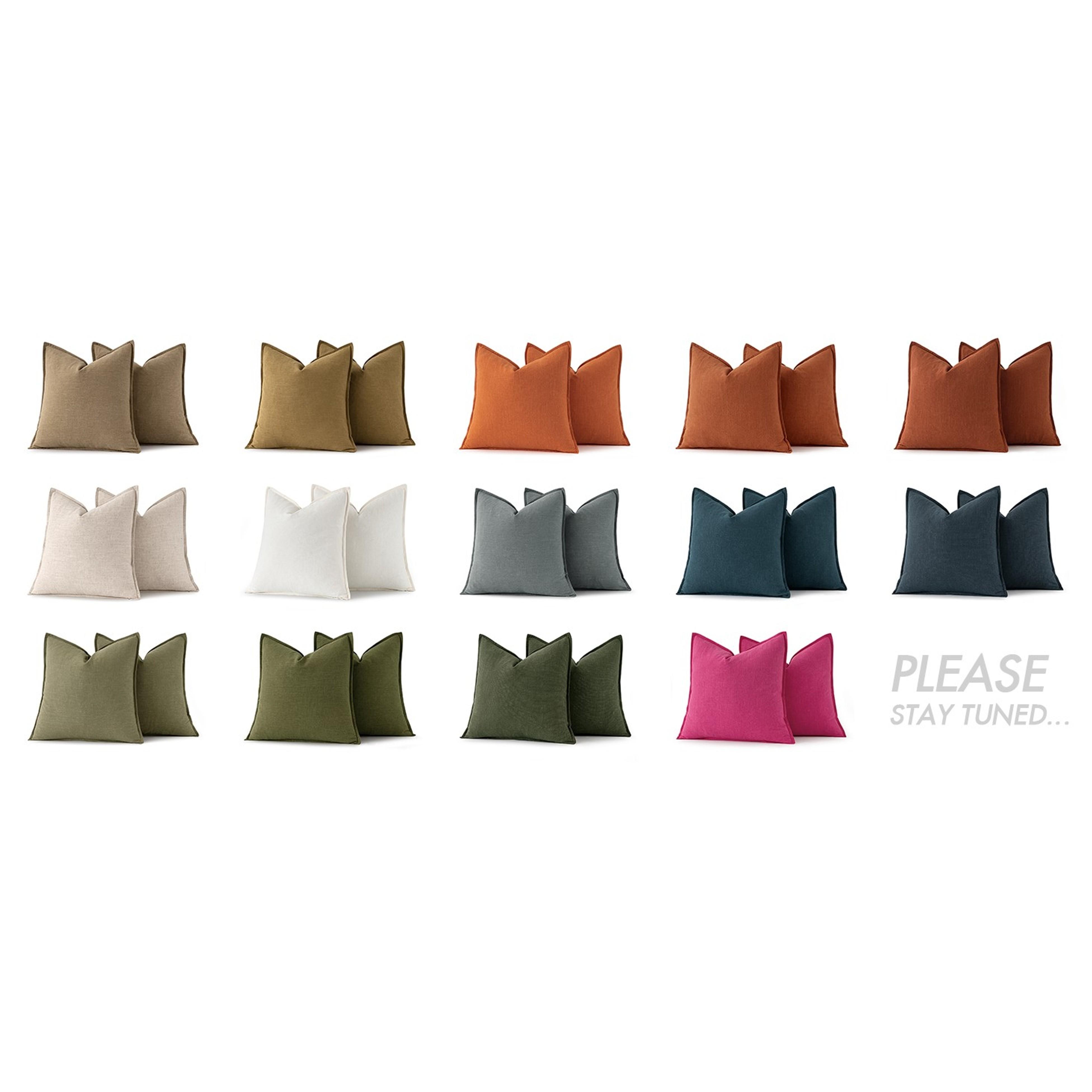 Decorative Linen Euro Sham Pillow Covers 24x24 Natural Beige Boho Farmhouse Neutral Couch Throw Pillows for Bed Pack of 2 Accent Modern Pillowcase Sofa Livingroom Home Decor