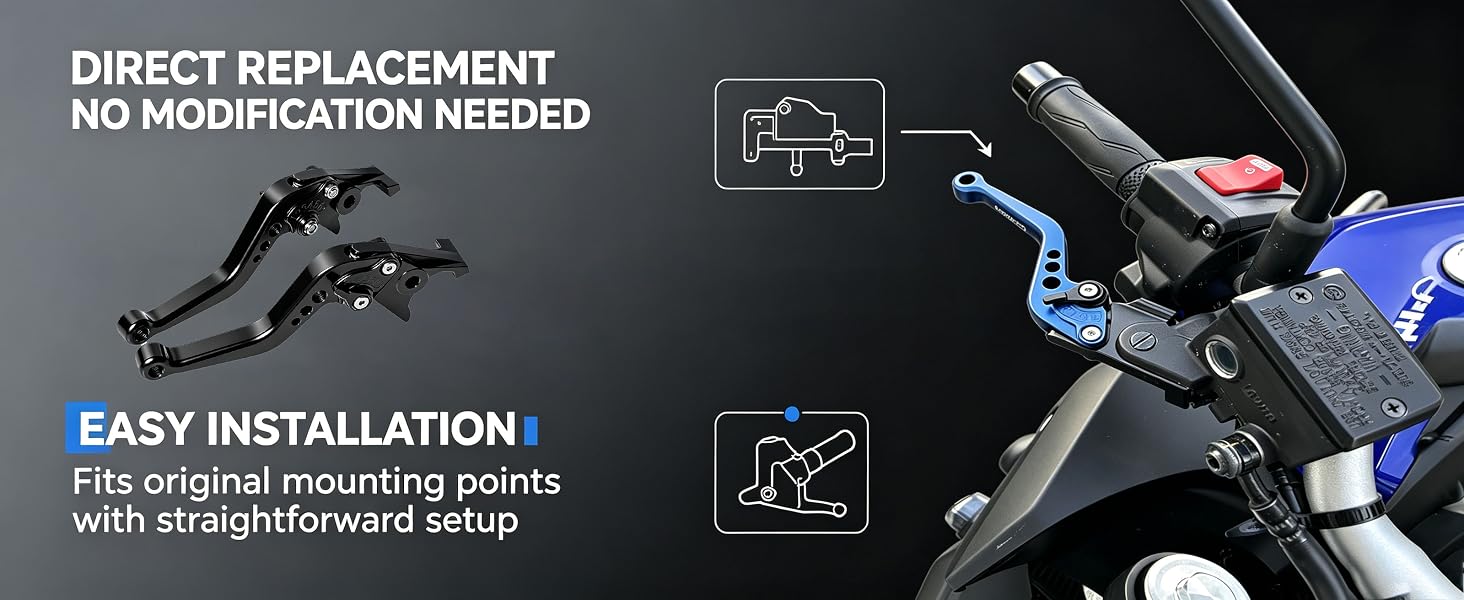 Motorcycle Brake Lever for MT07 2014-2023 2024 2025 2026, Adjustable Short Replacement Brake Lever & Clutch Lever Nice Accessories for MT-07 Black