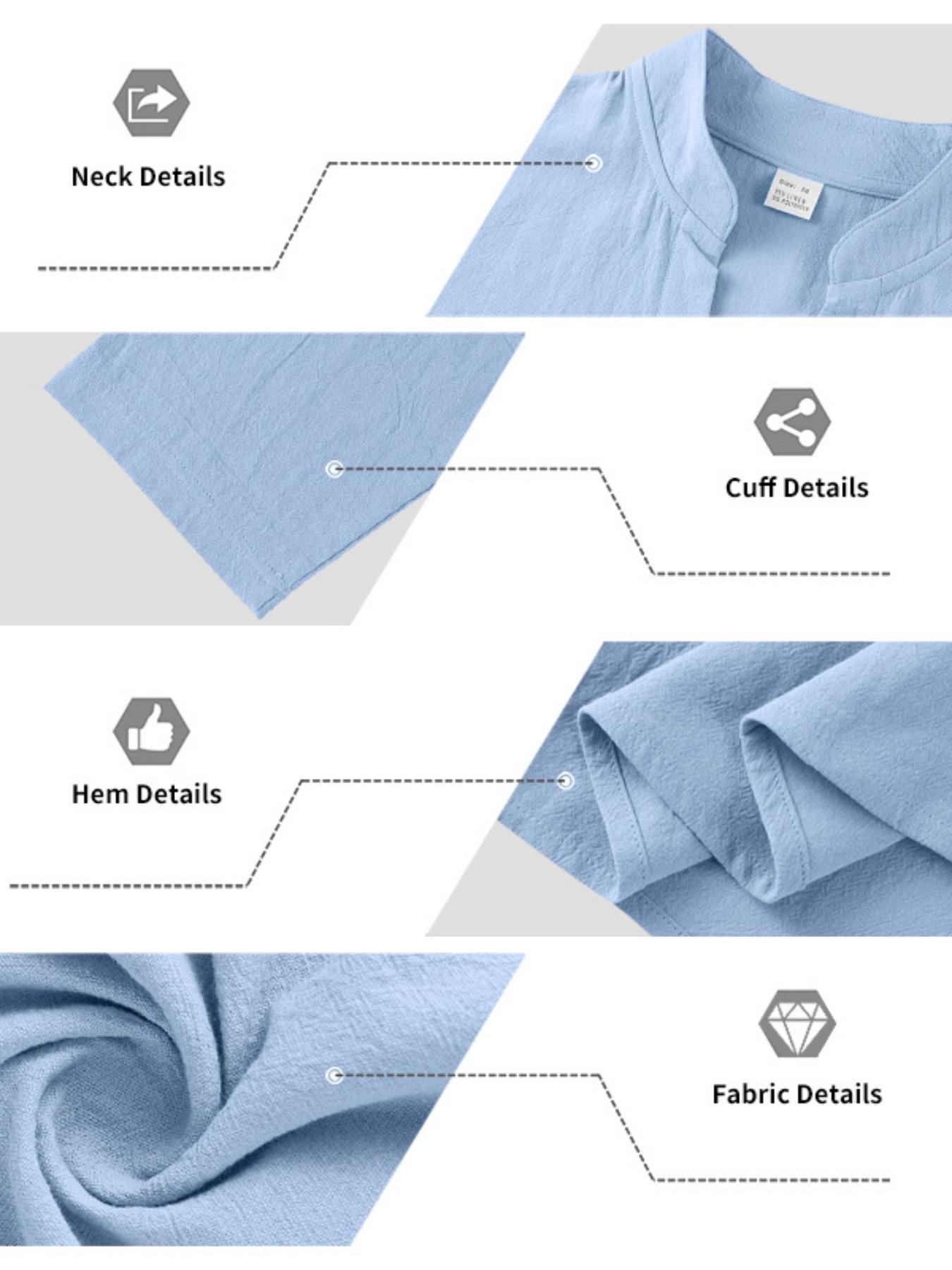 Men's Casual Long Sleeve Cuban Henley Shirt & Loose Pants Set, Beach Vacation, Comfortable Breathable Linen Fabric, Spring Summer Fashion