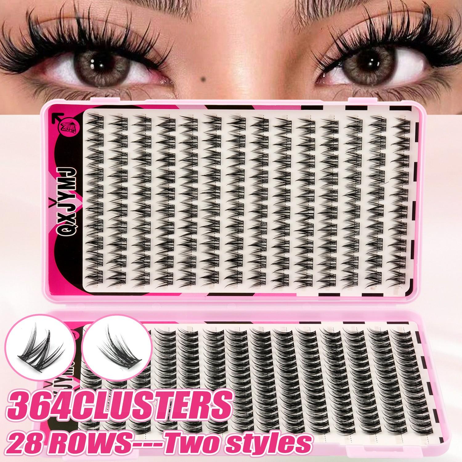 364 Pieces Single Piece False Eyelashes, Cluster False Lashes, DIY Eyelash Extension Kit, Individual False Eyelashes, Fake Eyelashes