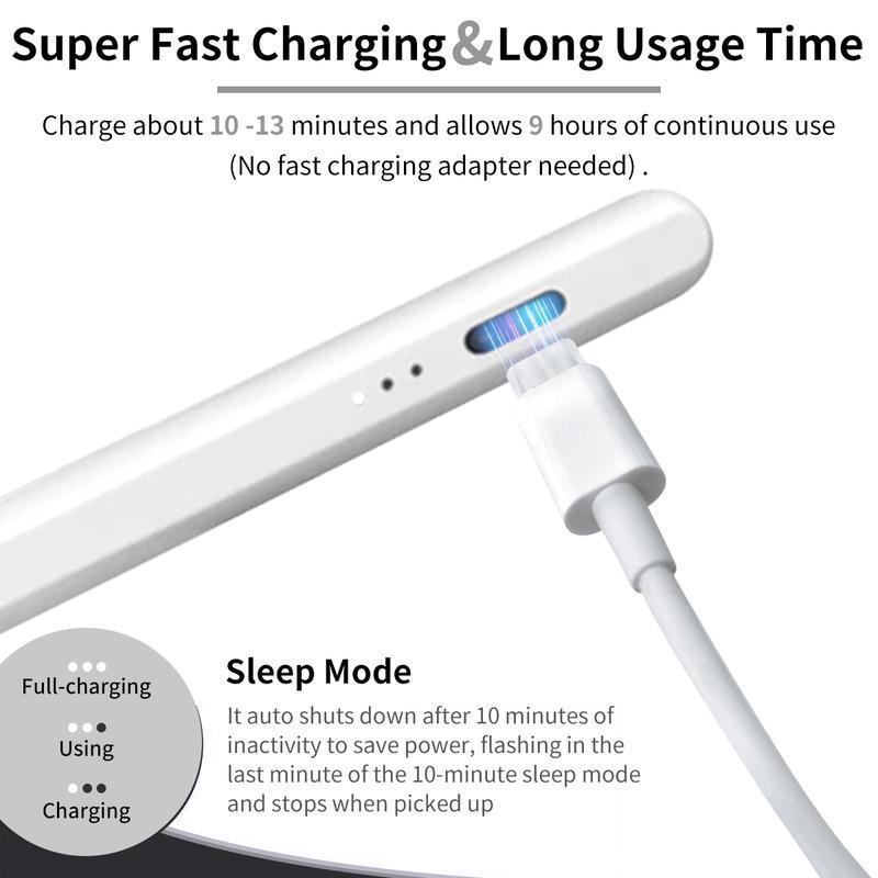 Active Stylus Pen for Touch Screens Rechargeable Tablet Pen, Tip Magnetic iPad Pencil Stylus, Suitable foriPad/Pro/Air/Mini/iPhone and Some Smartphone Devices